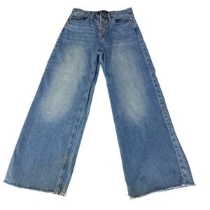 GAP High Rise Wide Leg Jeans 27R Size 4 Button Fly Raw Hem Streetwear Retro Y2K